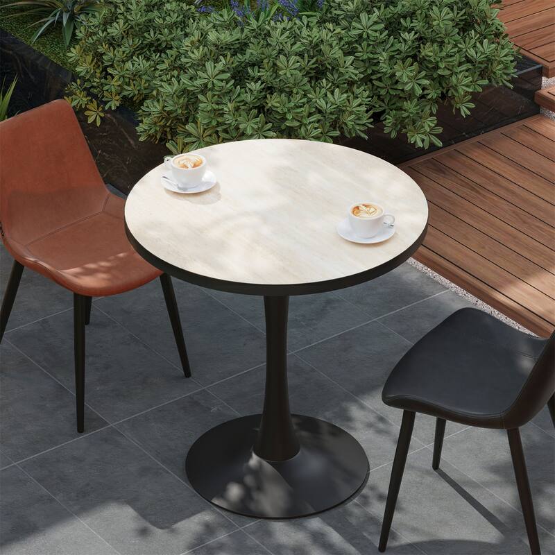 Round Kitchen Dining Table White Sintered Stone-top Larger Pedestal Base Furniture Leisure Coffee Table