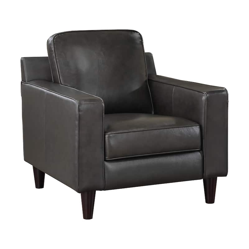 Belen Leather Match Living Room Chair - 34.5" x 38.5" x 36.5" - Grey