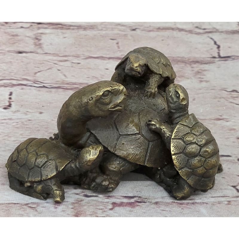Turtle Family 3 Turtles Bronze Metal Figurine Sculpture Signed Original Art By Milo