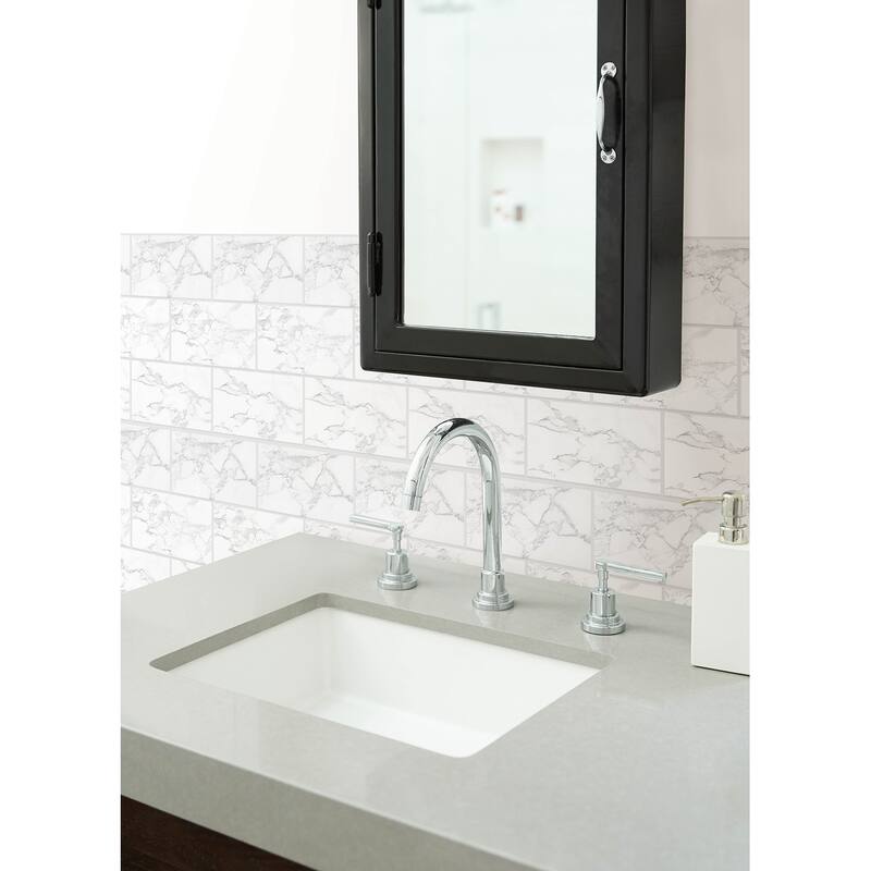 Marble White Peel and Stick Backsplash Tiles
