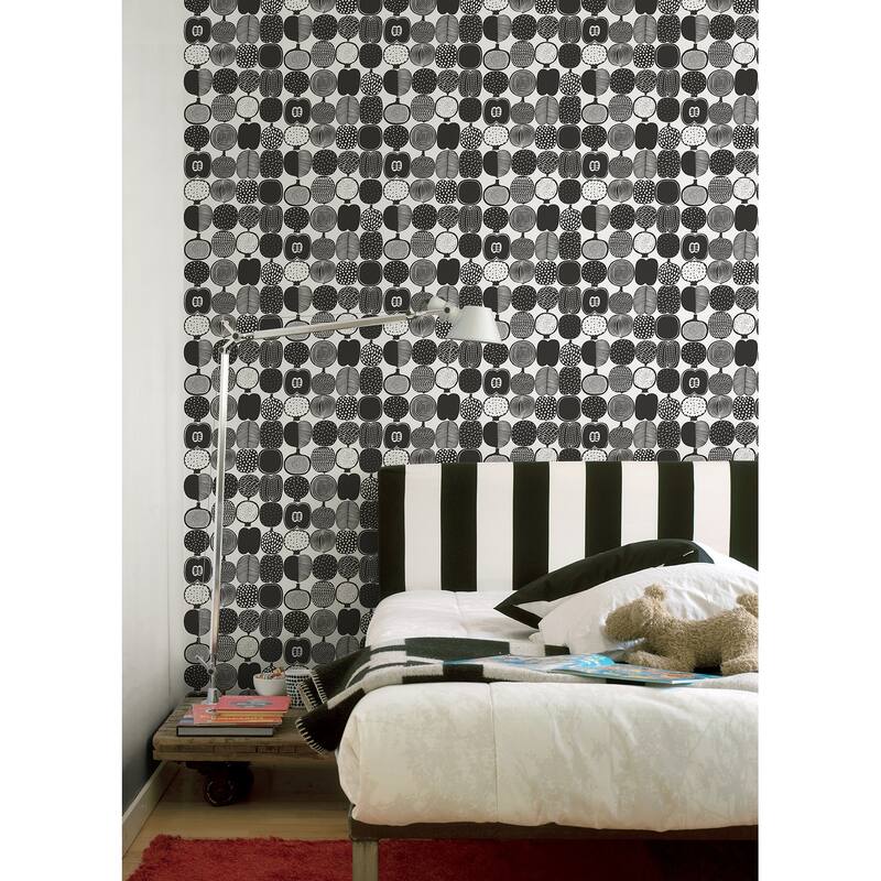 Marimekko Black & White Kompotti Peel & Stick Wallpaper