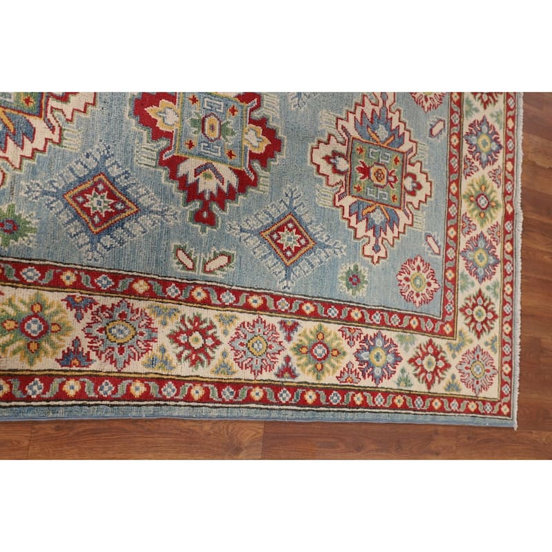 Light Blue Kazak Accent Rug Handmade Wool Carpet - 3'11" x 6'0"