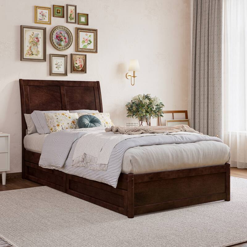 Andorra Platform Bed with Panel Footboard and Storage Drawers