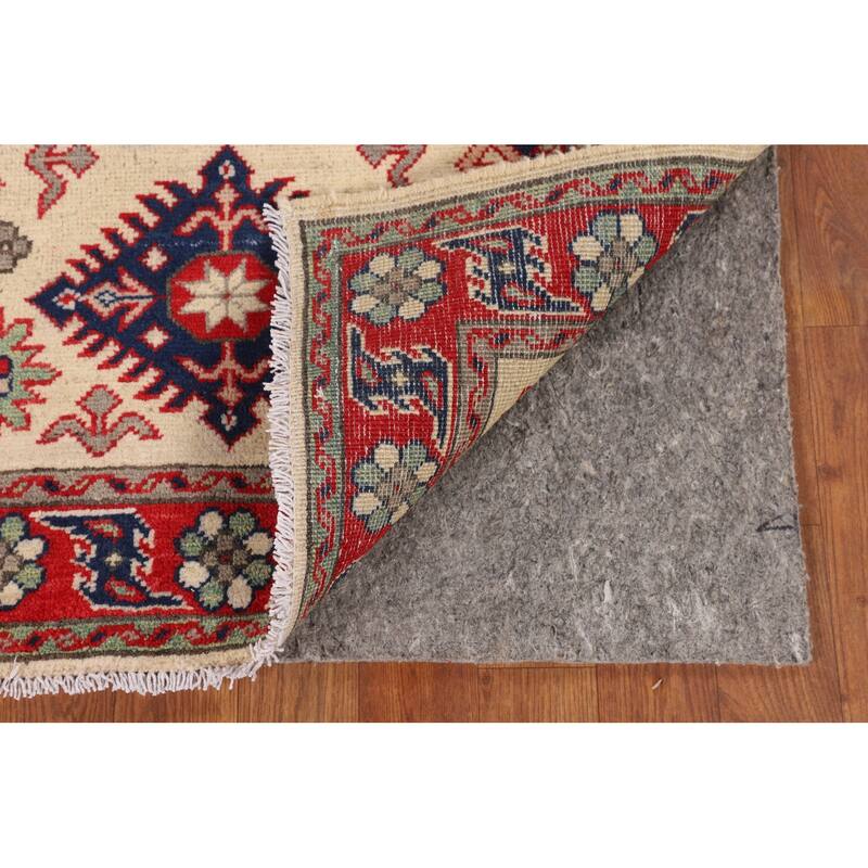 Traditional Beige Kazak Foyer Rug Hand-Knotted Wool Carpet - 2'8" x 3'11"