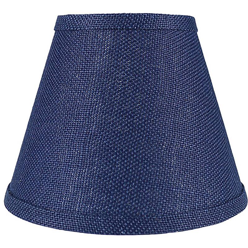 Hardback Faux Silk Conical Lamp Shade, 5 inch Top, 9 inch Bottom, 7 inch Slant - Single - Navy Blue Burlap