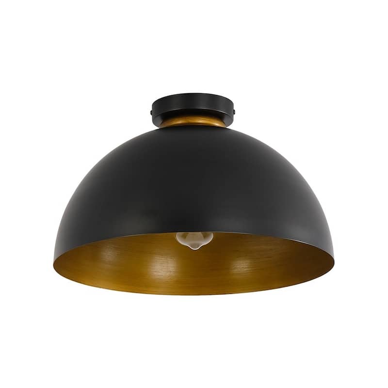 Modern Farmhouse 1-Light Metal Dome Semi Flush Mount 15.7in