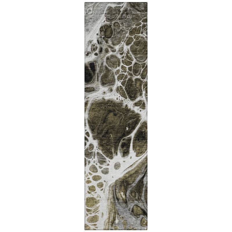 Machine Washable Indoor/ Outdoor Chantille Abstract Contemporary Rug