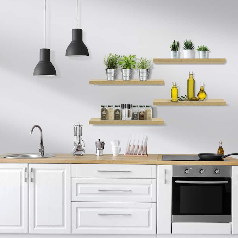 Sorbus Floating Wall Shelves Wall Mounted (4 Pack) - 24" L X 9" W X 1.5"H
