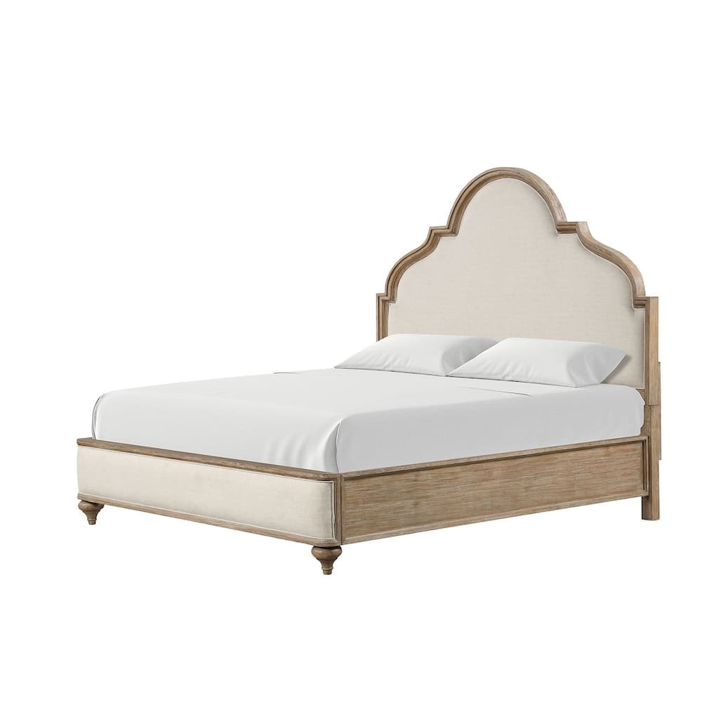 Royal Rustic Oak Finish 1pc Upholstered Bed