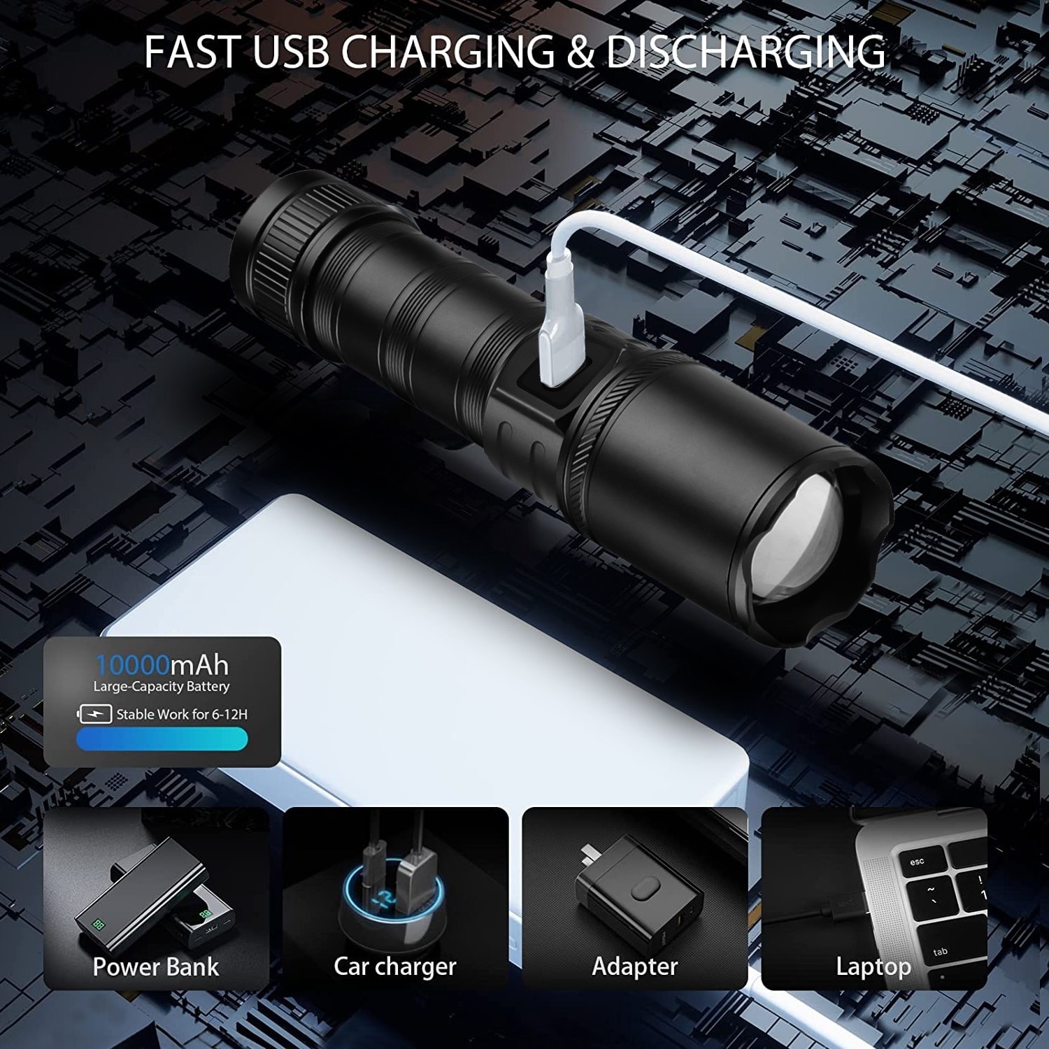 Rechargeable Spotlight Flashlights 90000 High Lumens, Super Bright