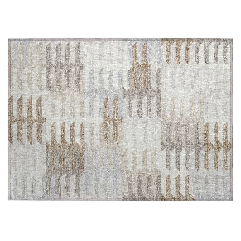 Machine Washable Indoor/ Outdoor Modern Stacks Chantille Rug