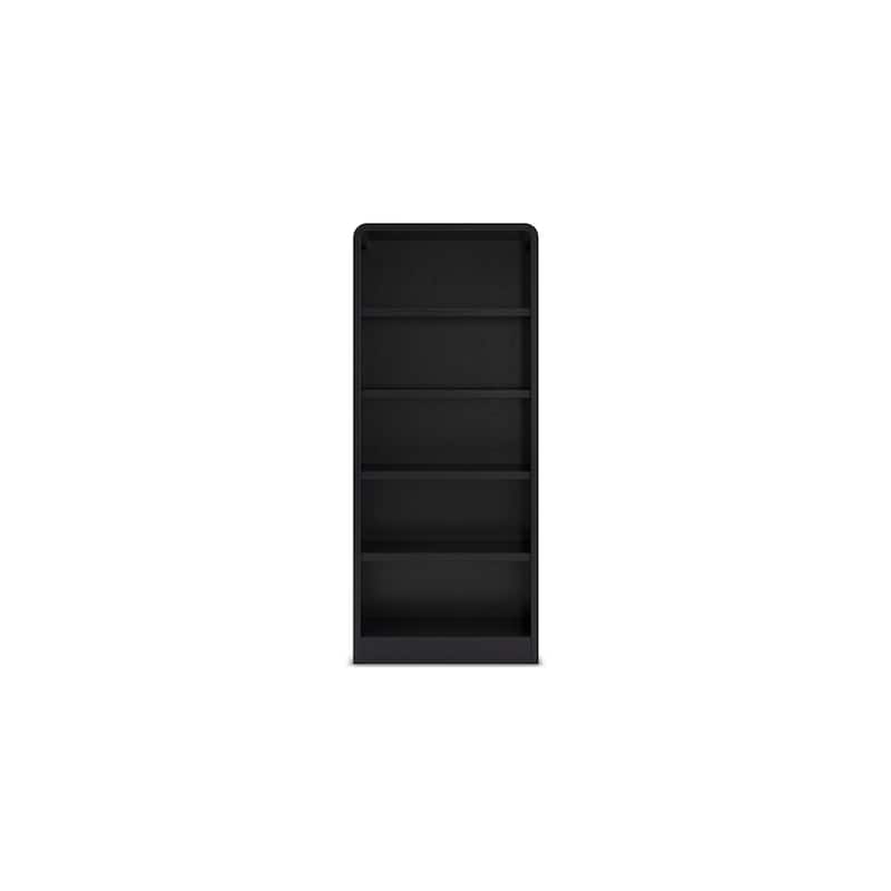 Robeck Large Bookcase, 5 Display Shelves, Classic 72 Inch Black Wood