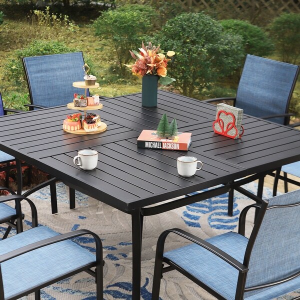 MAISON ARTS 9-Piece Patio Dining Set, 60 Inch Square Metal Table