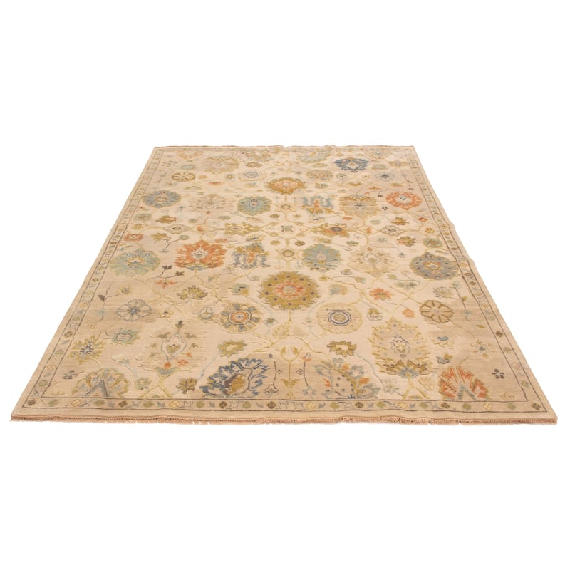 ECARPETGALLERY Hand-knotted Modern Oushak Beige Wool Rug - 8'11 x 11'8