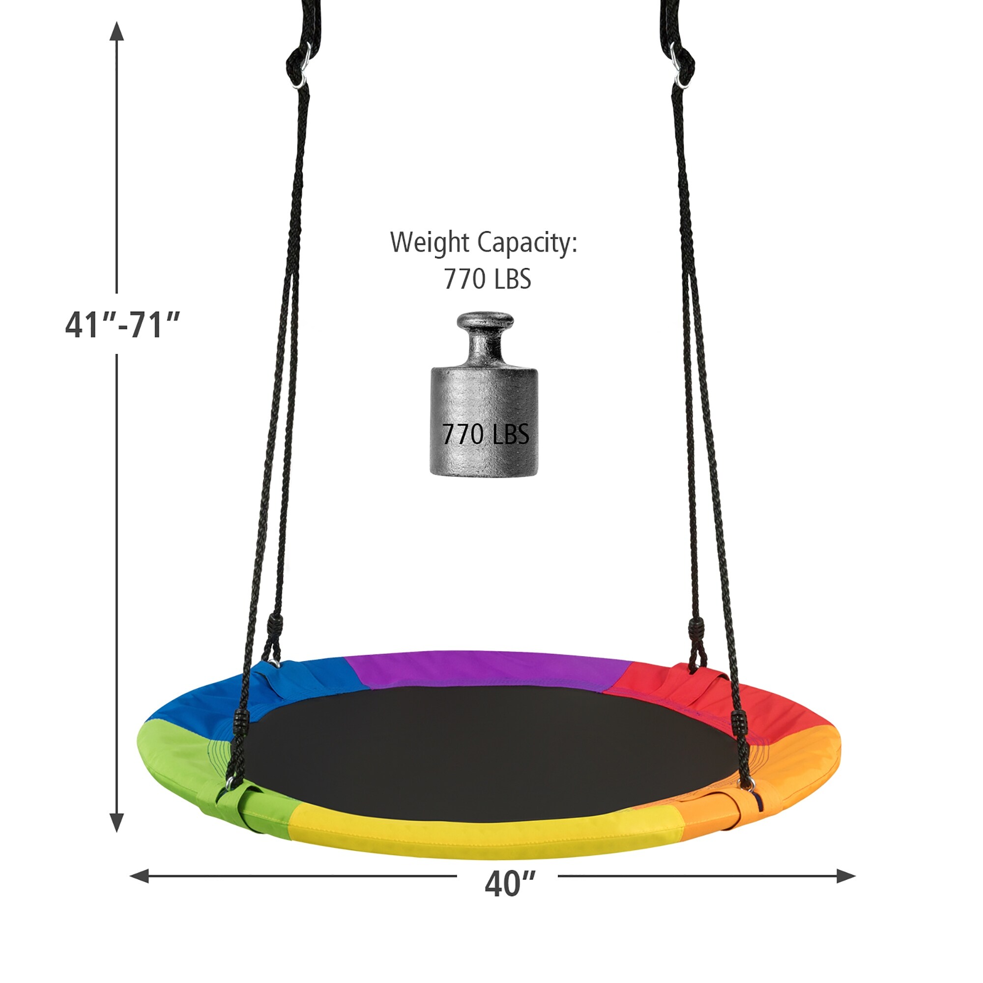 Costway 40'' Flying Saucer Tree Swing 900D Round Swing w