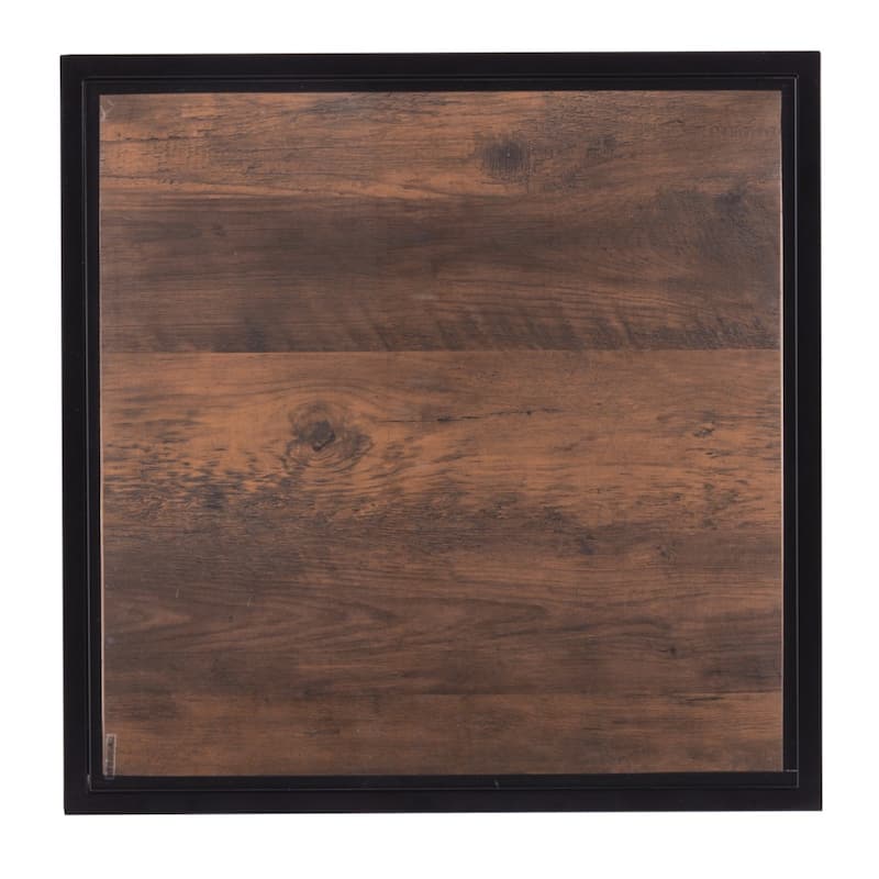 22" Black Glass And Iron Square End Table With Drawer With Shelf - Black and Brown