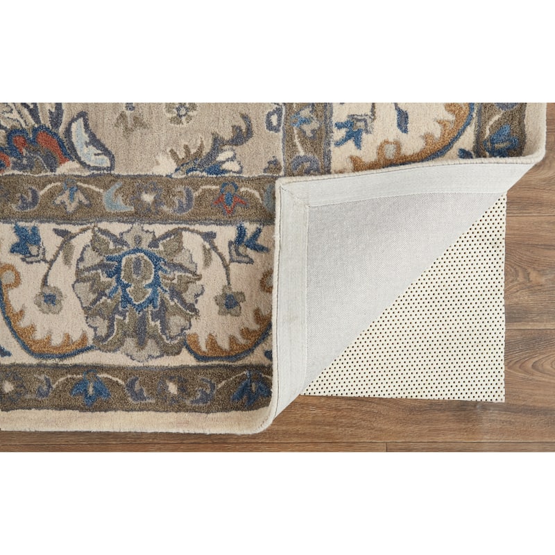 Mattias Tufted Persian Floral Rug, Warm Gray/Blue, Area Rug