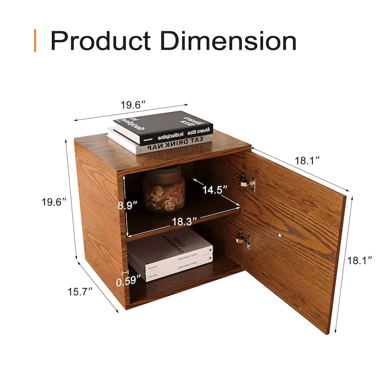 19.6'' W Nightstand With Storage, Bedside Table, Accent Cabinet With Door