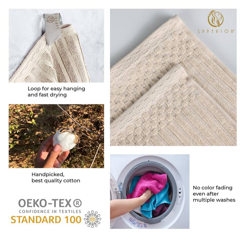 Superior Ribbed Cotton Absorbent Heavyweight Bath Towel Set