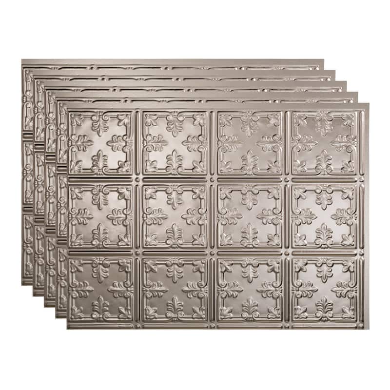 FASÄDE Traditional Style 10 Decorative Vinyl Backsplash Panel - 5 Pack - Brushed Nickel