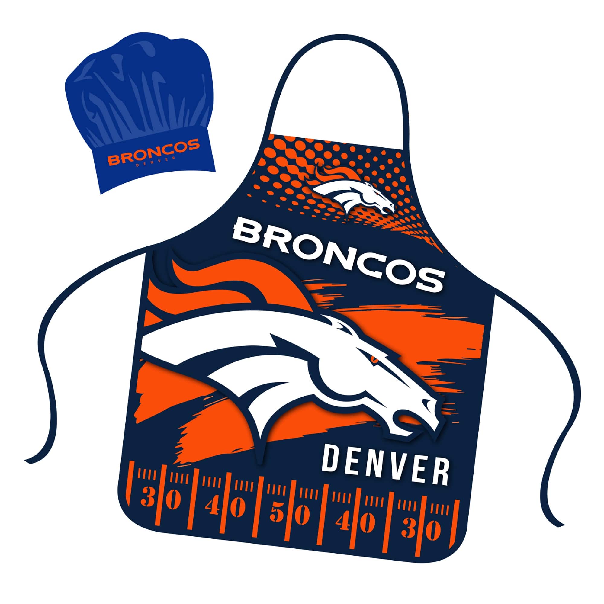 NFL Apron & Chef Hat Set, with Large Team Logo Denver Broncos 31" x