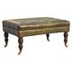 preview thumbnail 3 of 7, Buffalo Green Leather Ottoman with Castor Legs