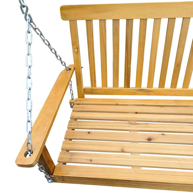 Armrest Wood Bench Swing with Hanging Chains