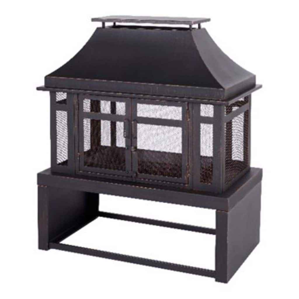 Living Accents Modern Wood Steel Outdoor Fireplace 21.65" W X 39.37" D