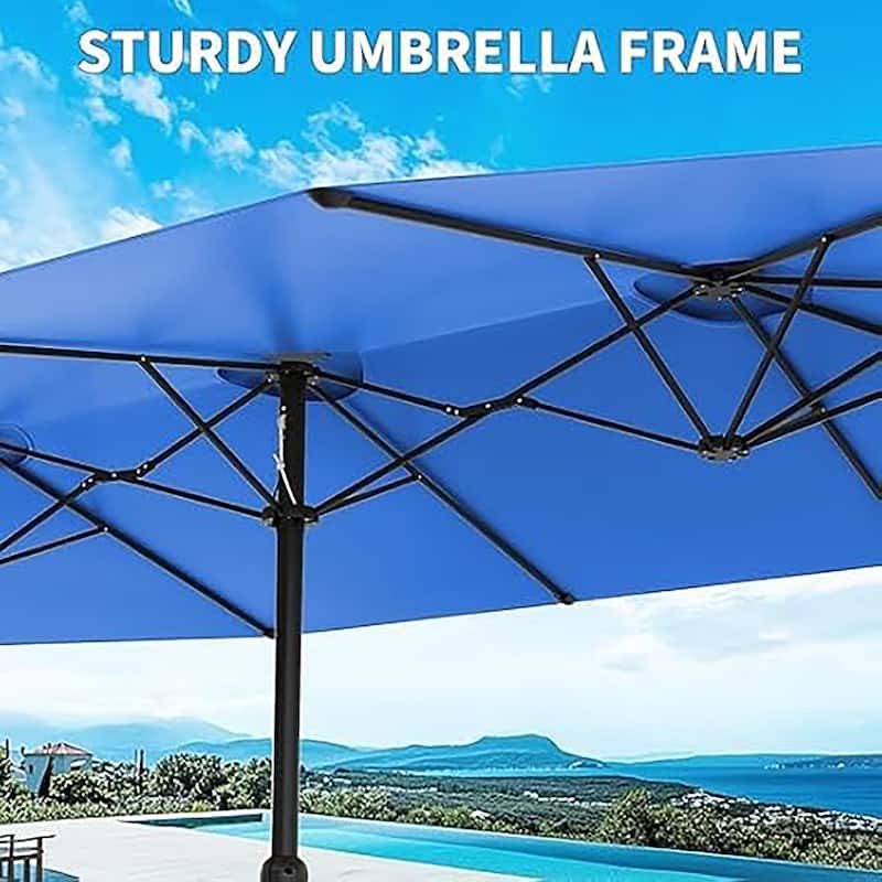 13ft Outdoor Market Umbrella, Double-Sided Twin Large Patio Umbrella