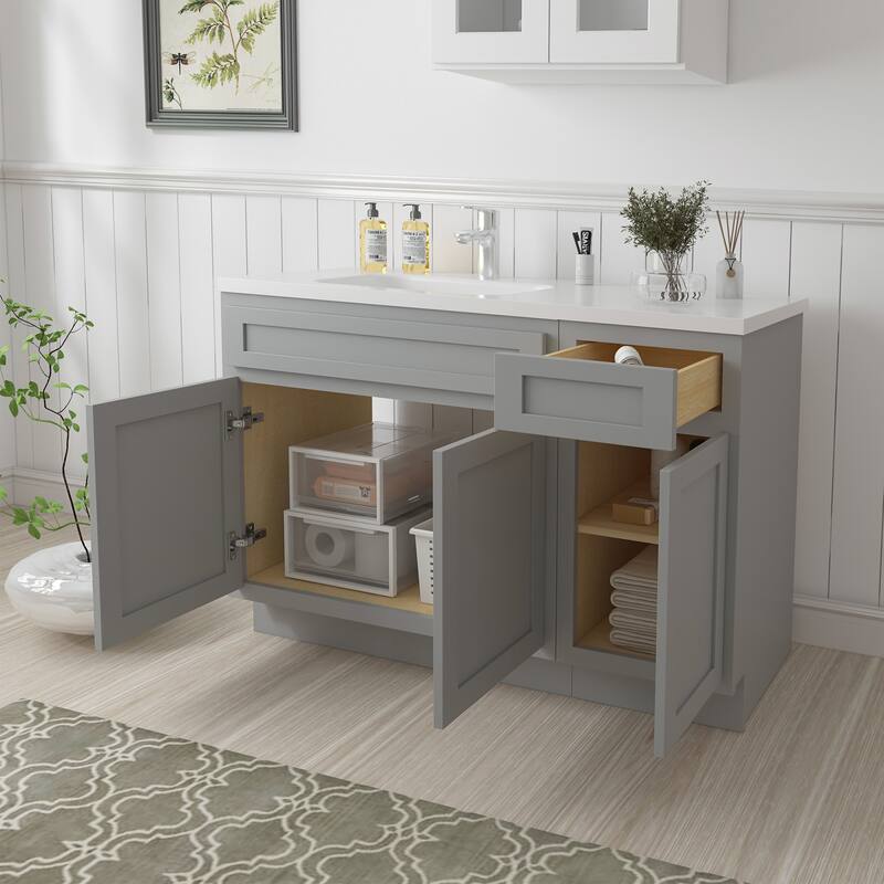 Vanity Art 45" Oak Freestanding Bathroom Vanity Cabinet without Top