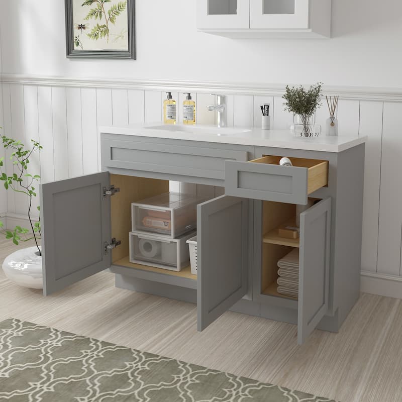 Vanity Art 54" Oak Freestanding Bathroom Vanity Cabinet without Top