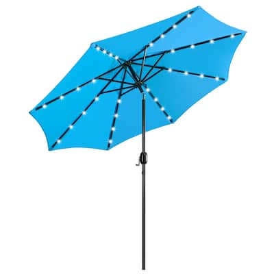 Yaheetech 9FT Patio Umbrella with 32 LED Lights Market Umbrella with 8 Ribs
