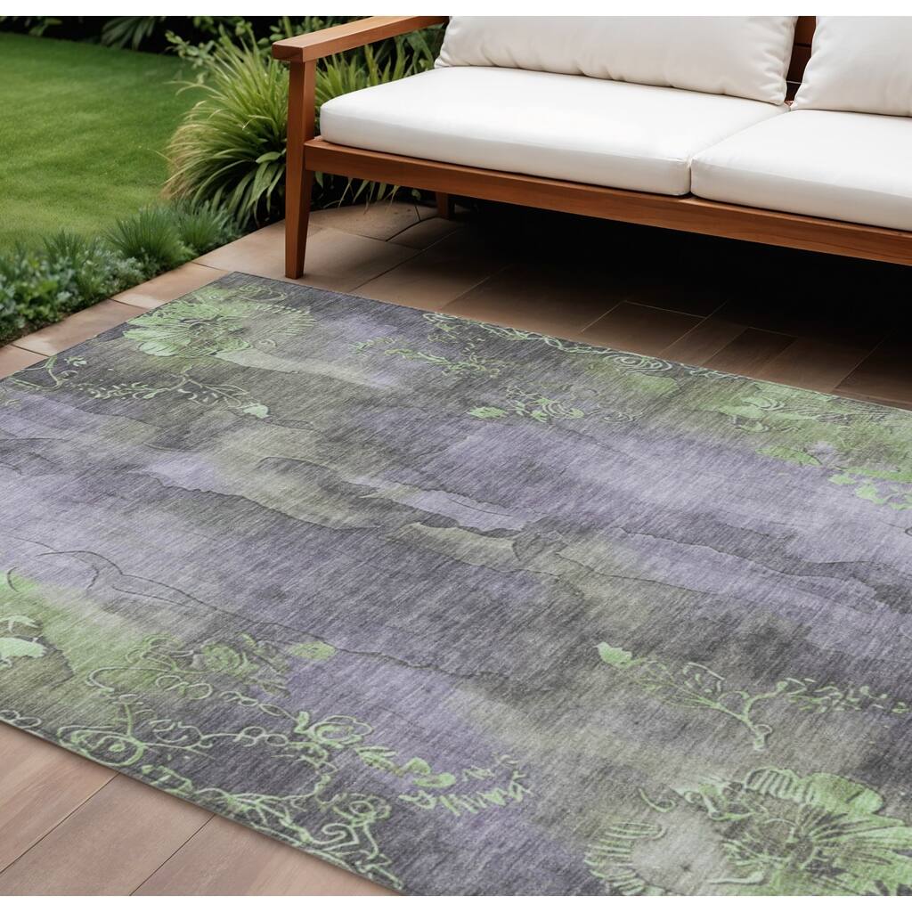 HomeRoots Floral Transitional Rectangle Outdoor Rug