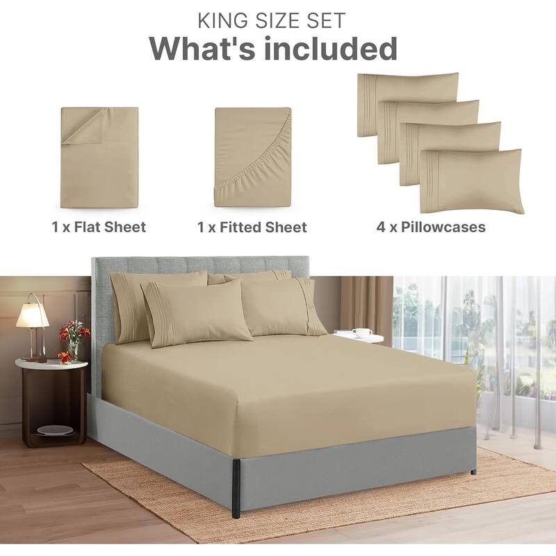 CGK Linens 6 Piece Extra Deep Pocket Microfiber Hotel Luxury Bed Sheets Set