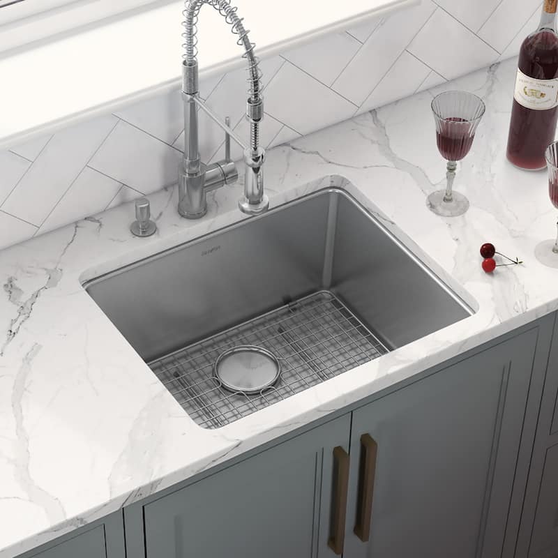 Ruvati 20-inch Undermount Bar Prep Kitchen Sink 16 Gauge Stainless Steel Single Bowl - RVM5020 - 20-1/2″ x 17-3/4″