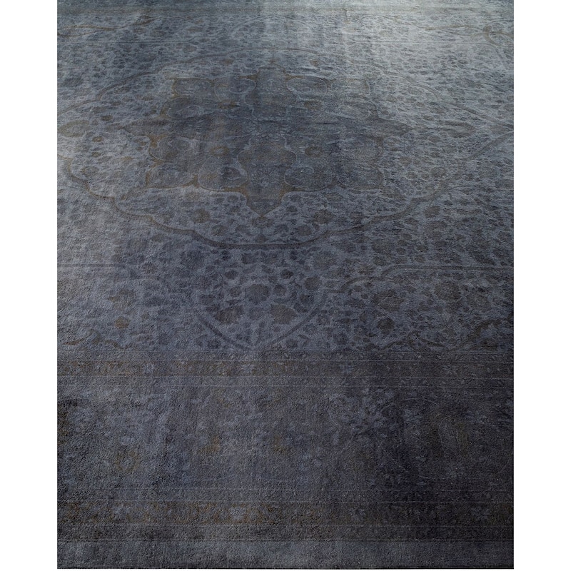 Overton Hand Knotted Wool Vintage Inspired Modern Contemporary Overdyed Gray Area Rug - 9' 2" x 11' 10"