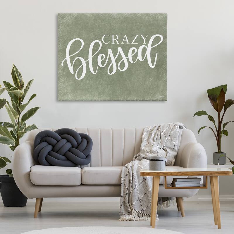 Stupell Crazy Blessed on Green Canvas Wall Art Design By Imperfect Dust