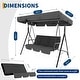 preview thumbnail 5 of 9, 3 Person Patio Swing Chair with Canopy and Adjustable Tilt Shade for Porch - 68.5"(L) x 43.1"(W) x 60.5"(H)
