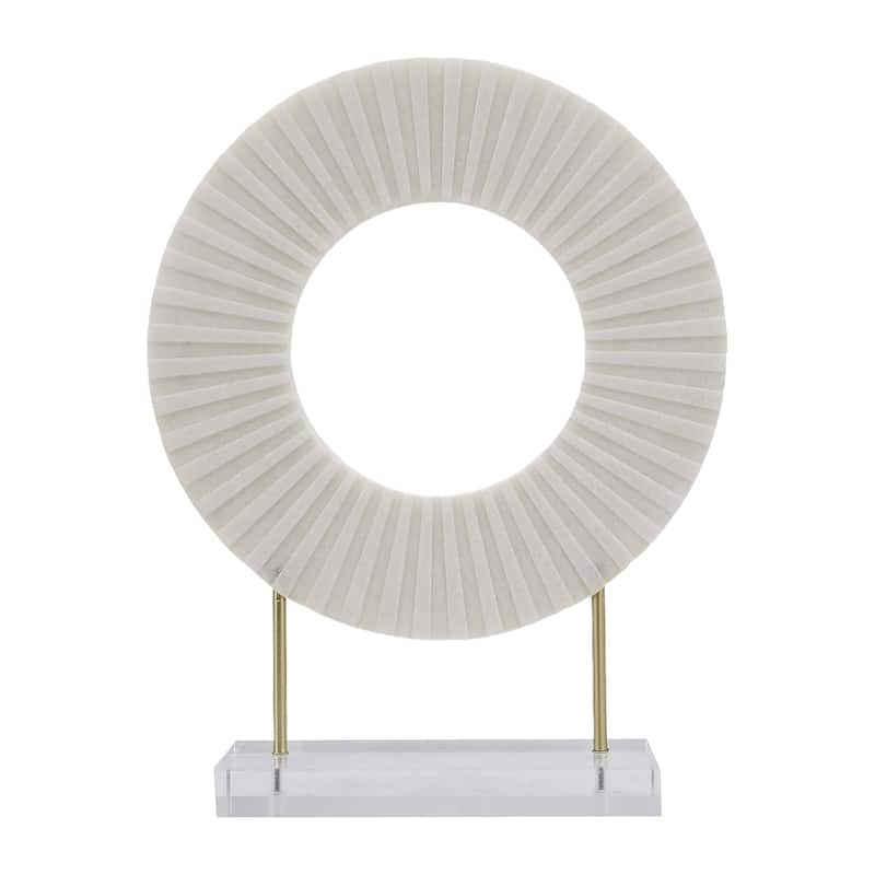 Sagebrook Home's Stunning 18" Gabella Statuary Chic White Resin, Acrylic Accent, Iron Base Decorative Object - 14" x 4" x 18"