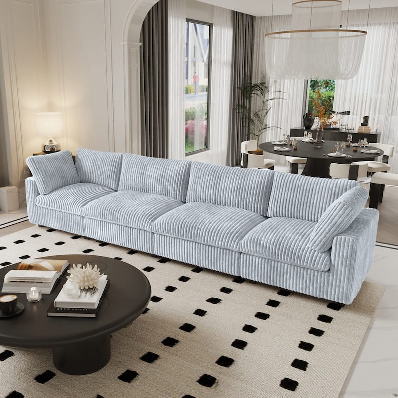 157" Comfy Modular Sofa with Ottoman, Deep Seat Cloud Sectional Couches, Cushion Covers Removable
