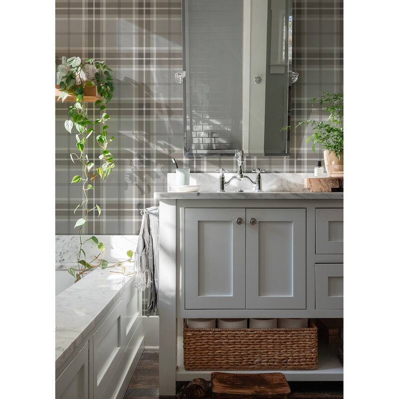 Advantage Sala Neutral Plaid Wallpaper