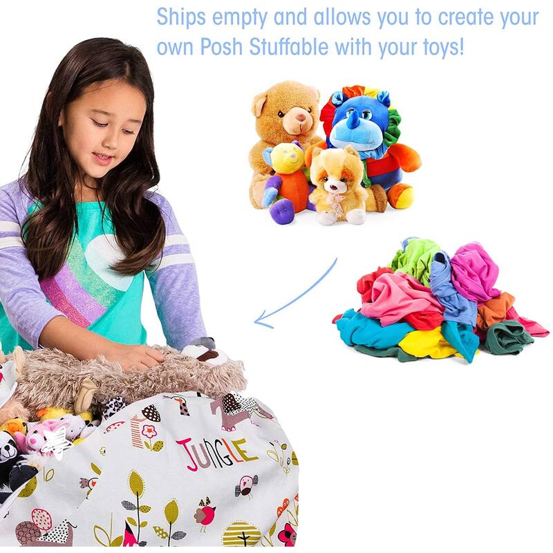 Kids Bean Bag Chair Cover Stuffed Animal Storage or Toy Organizer
