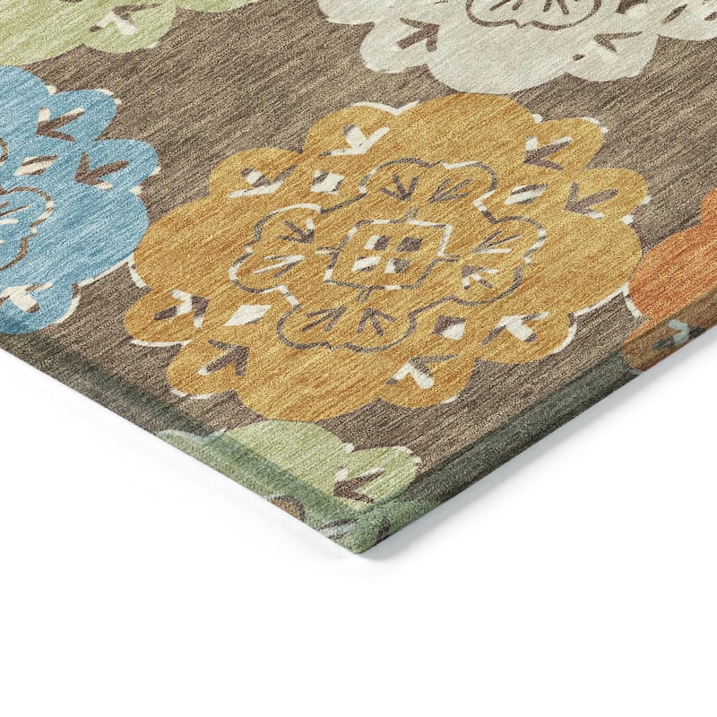 Machine Washable Indoor/ Outdoor Global Motif Chantille Rug