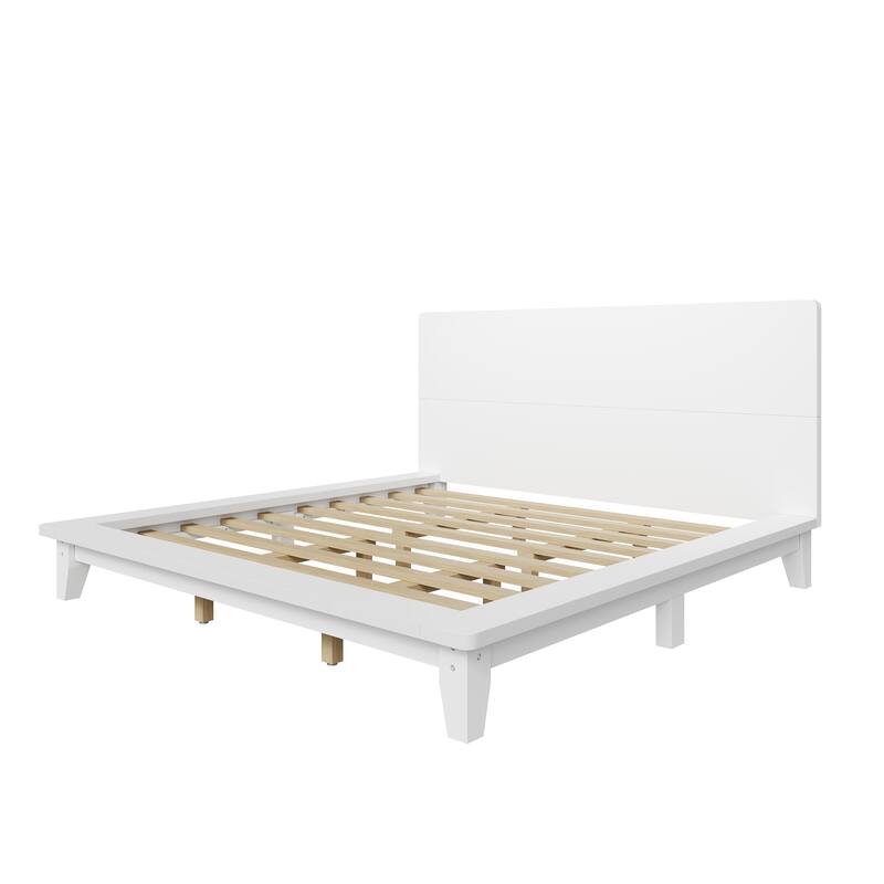 Roomfitters Full/Queen/King Size Wood Platform Bed with Headboard and Slat Support