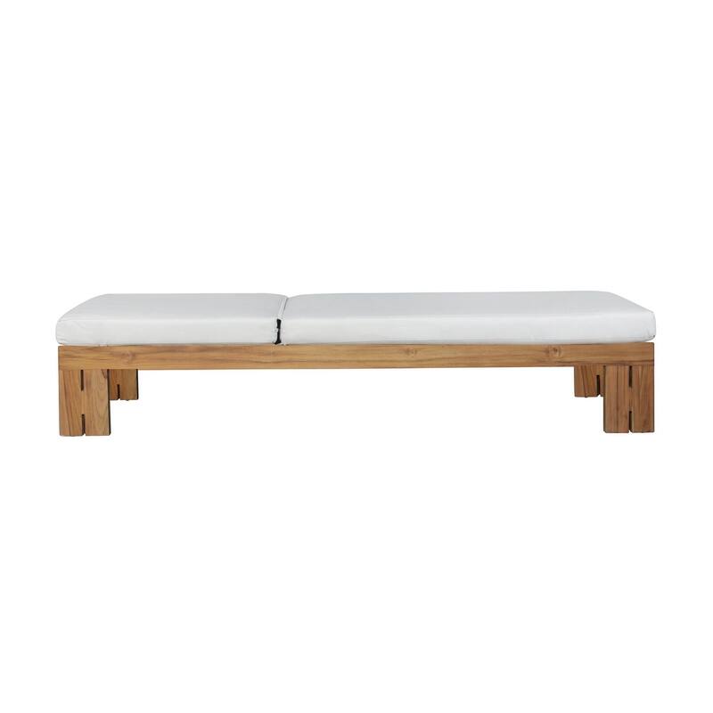 Paradiso Outdoor Teak Chaise - Light Gray Fabric
