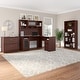 preview thumbnail 1 of 9, Cabot 60W L-Desk with Hutch, Cabinet and Bookcase by Bush Furniture Harvest Cherry