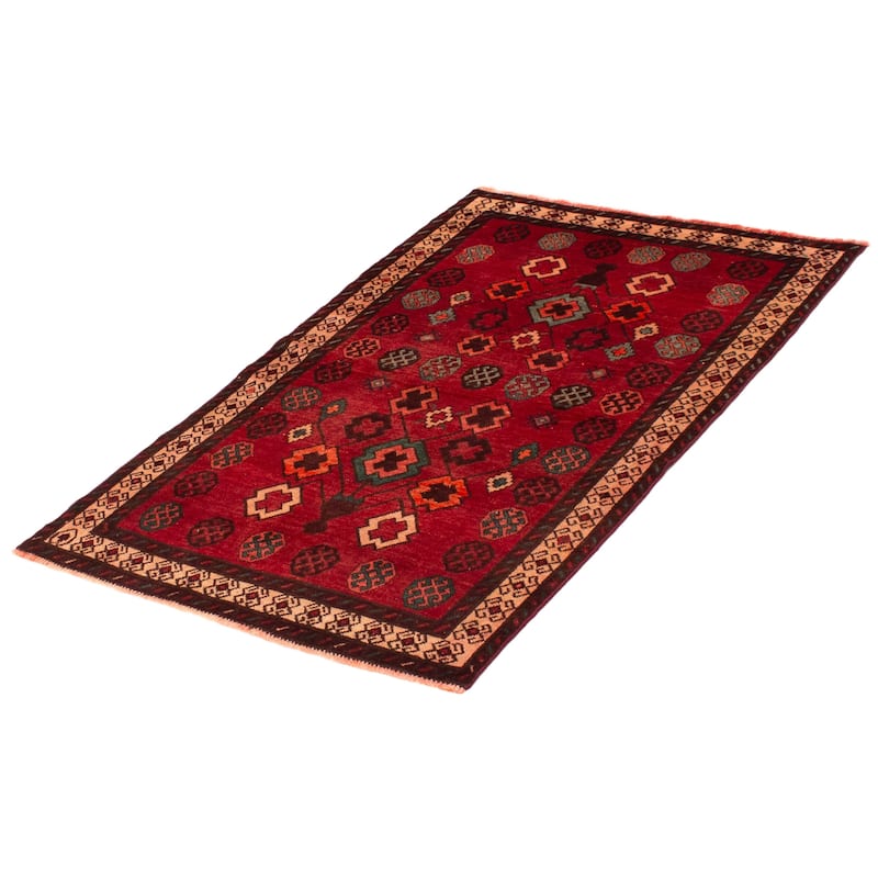 ECARPETGALLERY Hand-knotted Melis Vintage Red Wool Rug - 3'10 x 6'0
