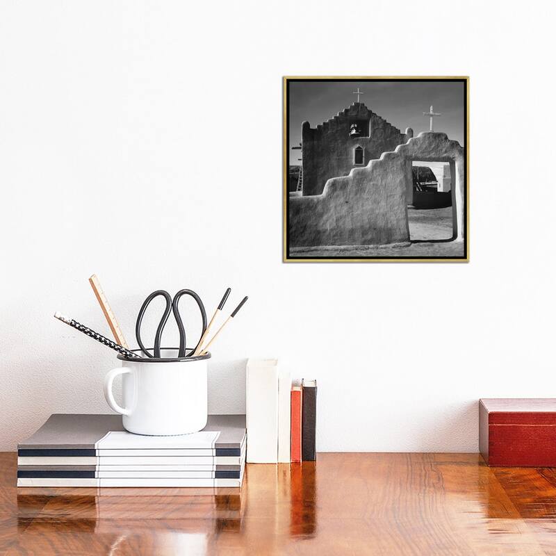 iCanvas "Church, Taos Pueblo, New Mexico, 1941" by Ansel Adams Framed Canvas Print