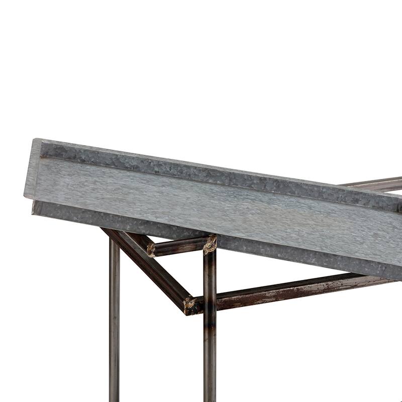 30.7x17.1x34.6" Percy Galvanized Metal Bar cart in Gray & Black