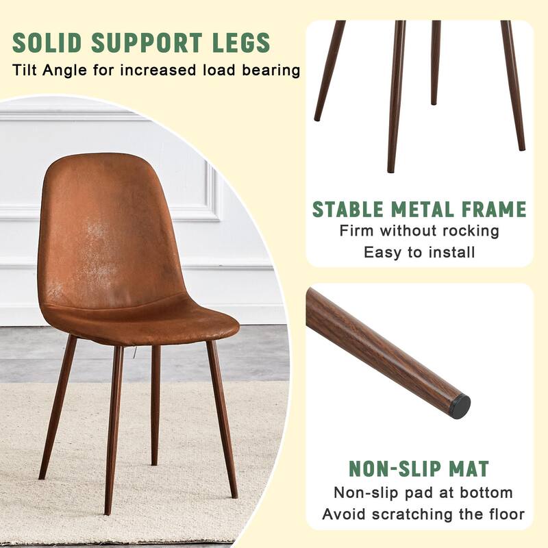Set Of 4 Suede Backrest And Transfer Legs Chairs